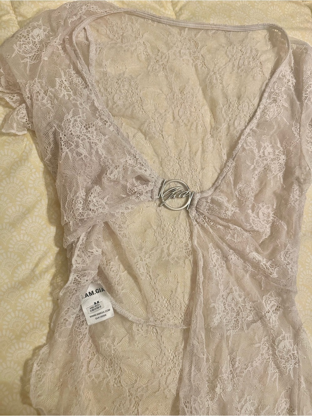I Am Gia Lace Sheer Chemise — White
